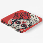 Aangepaste tekst 💀 Pop Art Calavera rood & wit Papieren Bordje (Gebogen)