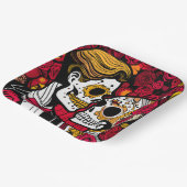 Aangepaste tekst 💀 Pop Día de Muertos Papieren Bordje (Gebogen)