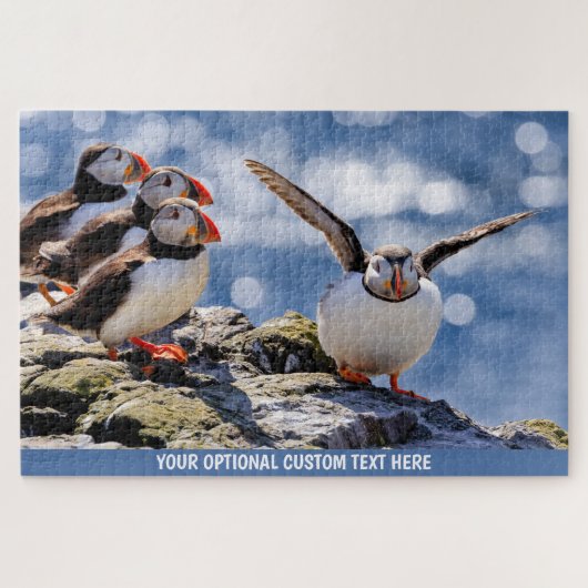 Aangepaste tekst Puffin-puzzel Legpuzzel (Horizontaal)