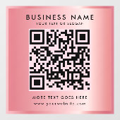 Aangepaste tekst QR-code logo roze goud glamour Raamsticker (Vel)