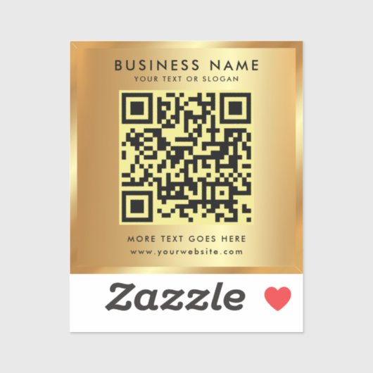 Aangepaste tekst QR-code Logo Sjabloon Gold Glamou Sticker (Vel)