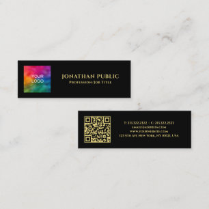 Aangepaste tekst QR Code Logo Sjabloon Zwart Goud Contactkaartje