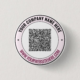Aangepaste tekst QR-code promotieknoppen sjabloon Ronde Button 3,2 Cm
