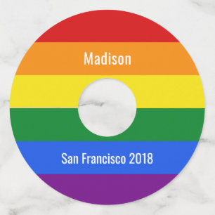 Aangepaste tekst Rainbow Flag wijnglas labels
