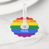 Aangepaste tekst Rainbow Flag wijnglas labels (Dichtbij)