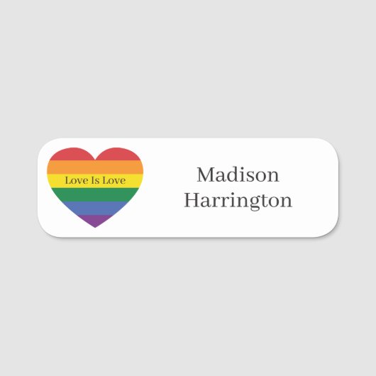 Aangepaste tekst Rainbow Heart Naamplaatje (Voorkant)