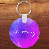 Aangepaste tekst Rainbow Ombre Galaxy Stars Nebula Sleutelhanger (Voorkant)