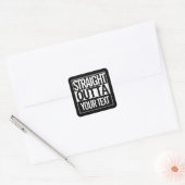 Aangepaste tekst Rechtstreeks uit uw stad Retro Zw Vierkante Sticker (Envelop)