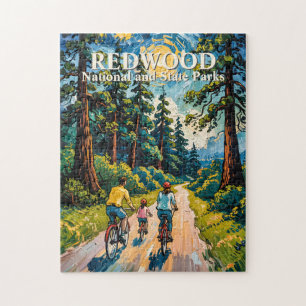 Aangepaste tekst Redwood Forest Familie Fietsen Kl Legpuzzel