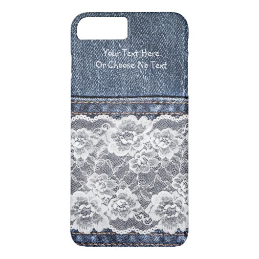 Aangepaste tekst / Retro Blue Jeans Denim Lace Case-Mate iPhone Case (Achterkant)