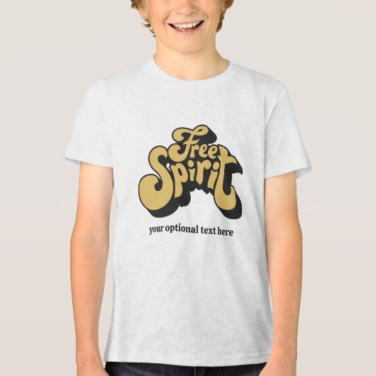Aangepaste tekst Retro "Free Spirit" Tri-Blend Shirt (Voorkant)