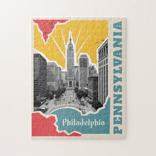 Aangepaste tekst Retro Philadelphia Legpuzzel (Verticaal)