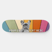 Aangepaste tekst Retro Rad Cool Rainbow Franse Bul Skateboard (Horizontaal)