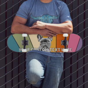 Aangepaste tekst Retro Rad Cool Regenboog Franse B Skateboard