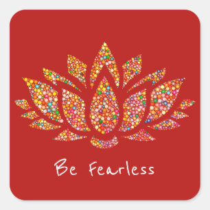 Aangepaste tekst rode regenboogvuren Lotus Flower  Vierkante Sticker