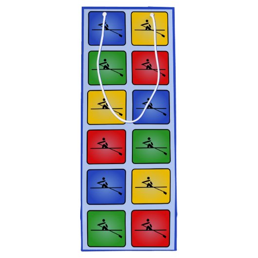 Aangepaste tekst roeipictogrammen blauw wijn cadeautas (Achterkant)
