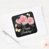 Aangepaste tekst Romantic Roze Birthday Vierkante Sticker (Envelop)