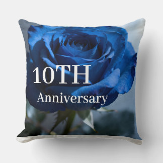 Aangepaste tekst – Romantische blauwe roos bloemen Kussen