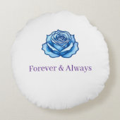 Aangepaste tekst – romantische blauwe roos bloemst rond kussen (Achterkant)
