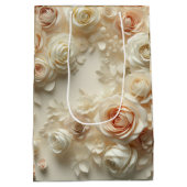 Aangepaste Tekst Romantische Bloemenkunst met Roze Medium Cadeauzakje (Achterkant)