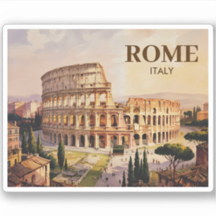 Aangepaste tekst Rome Italië Colosseum Retro Aquar Sticker