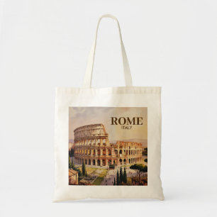 Aangepaste tekst Rome Italië Colosseum Retro Aquar Tote Bag