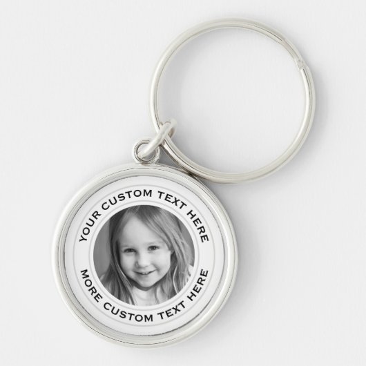 Aangepaste tekst rond foto witte rand sleutelhange sleutelhanger (Voorkant)