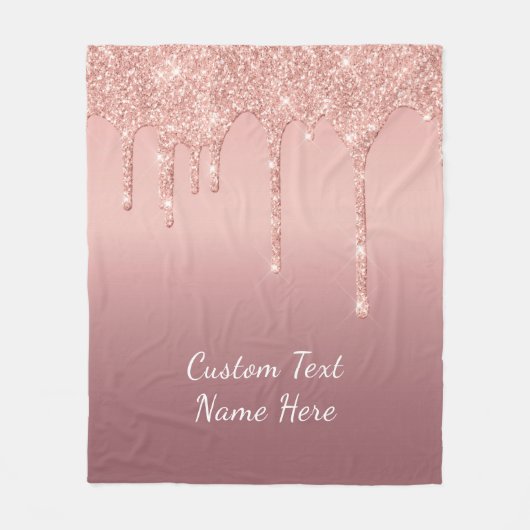 Aangepaste tekst Roos Gold Blush Glitter Fleece De (Voorkant)