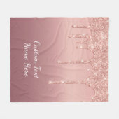 Aangepaste tekst Roos Gold Blush Glitter Fleece De (Voorkant (Horizontaal))