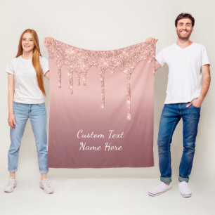 Aangepaste tekst Roos Gold Blush Glitter Fleece De Deken