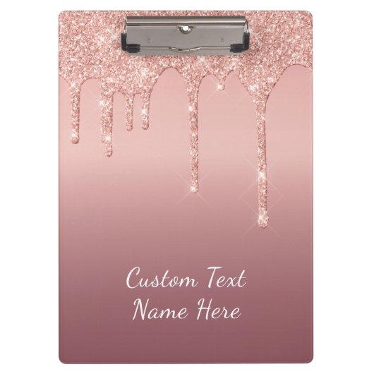 Aangepaste tekst Roos Gold Blush Glitter Klembord (Voorkant)