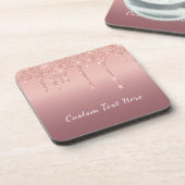 Aangepaste tekst Roos Gold Blush Glitter Sparkle D Bier Onderzetter (Linkerzijde)