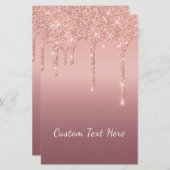 Aangepaste tekst Roos Gold Blush Glitter Sparkle D Briefpapier (Voorkant / Achterkant)