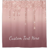 Aangepaste tekst Roos Gold Blush Glitter Sparkle D Douchegordijn (Voorkant)