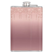 Aangepaste tekst Roos Gold Blush Glitter Sparkle D Heupfles (Achterkant)