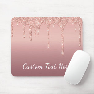 Aangepaste tekst Roos Gold Blush Glitter Sparkle D Muismat
