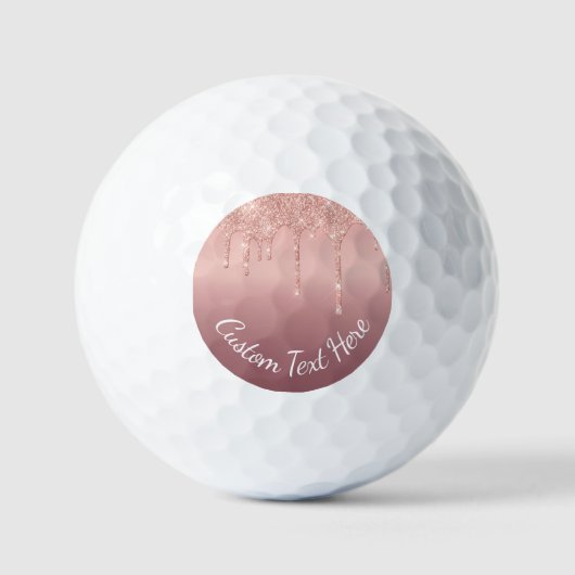 Aangepaste tekst Roos gouden blush glitter golfbal Golfballen (Voorkant)