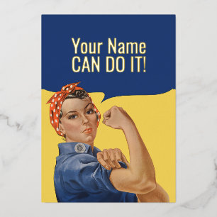 Aangepaste tekst Rosie De Riveter Folie Feestdagenkaart