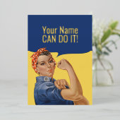 Aangepaste tekst Rosie De Riveter Folie Feestdagenkaart (Staand Voorkant)