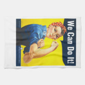Aangepaste tekst, Rosie de Riveter "We kunnen het! Theedoek (Horizontaal)