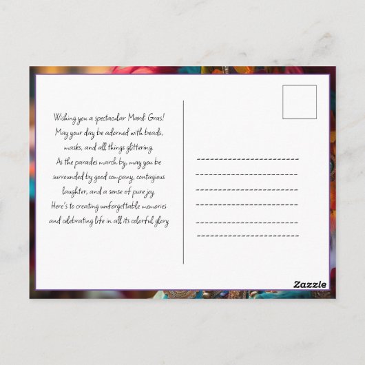 Aangepaste tekst Royal Regalia: Mardi Gras Extrava Briefkaart (Achterkant)