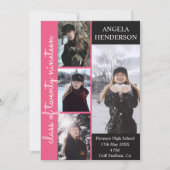 Aangepaste tekst Roze 4 Fotocollage Afstuderen Aankondiging (Voorkant)