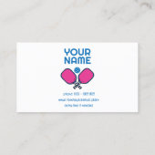 Aangepaste tekst roze & blauw Pickleball Visitekaartje (Achterkant)