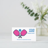 Aangepaste tekst roze & blauw Pickleball Visitekaartje (Staand voorkant)