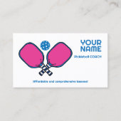 Aangepaste tekst roze & blauw Pickleball Visitekaartje (Voorkant)