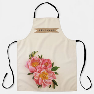 Aangepaste tekst Roze Bloemen Boeket Kraft lint Schort