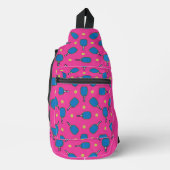 Aangepaste tekst Roze en blauw Pickleball Playtime Sling Bag (Voorkant)