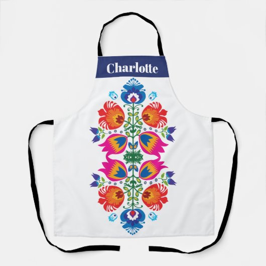 Aangepaste tekst roze en oranje folkloristisch sch schort (Voorkant)