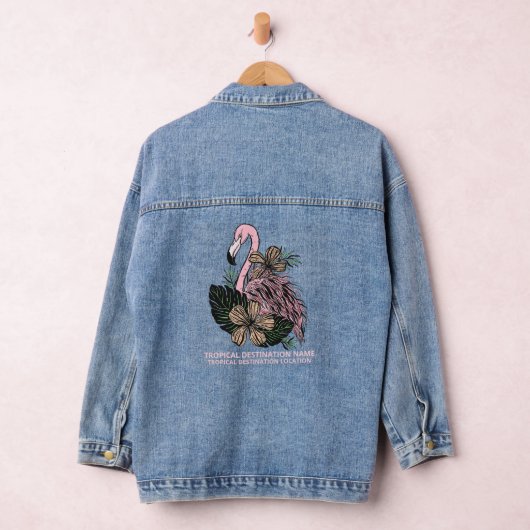 Aangepaste tekst Roze Flamingo Denim Jacket (Hangar)
