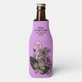 Aangepaste tekst Roze Flamingo Flesjeskoeler (Fles Voorkant)